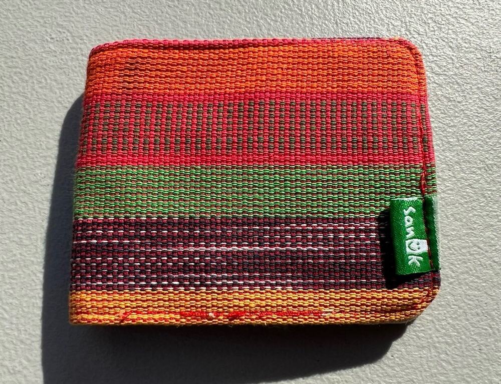 Sanuk Men’s Y2K Hemp Striped Bi-fold Wallet Boho Hippie 90s Natural Unisex